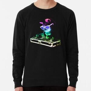 House Cat Sweatshirt, Rainbow Dj